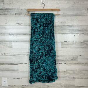 Handmade Crochet Throw Blanket Teal Aqua Variegated Open Weave Sofa Wrap